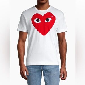COMME DES GARCONS PLAY Large Big Heart Cotton Tee Shirt NEW Size L White